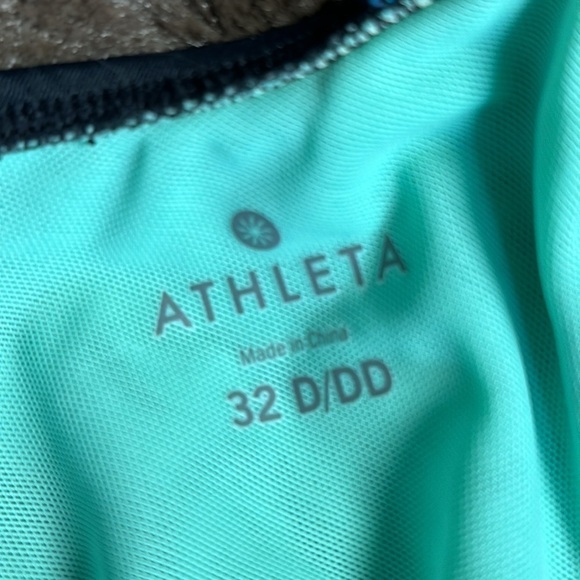 ATHLETA Halter Black/Blue Tankini Top Sz 33 D/DD - Picture 3 of 6